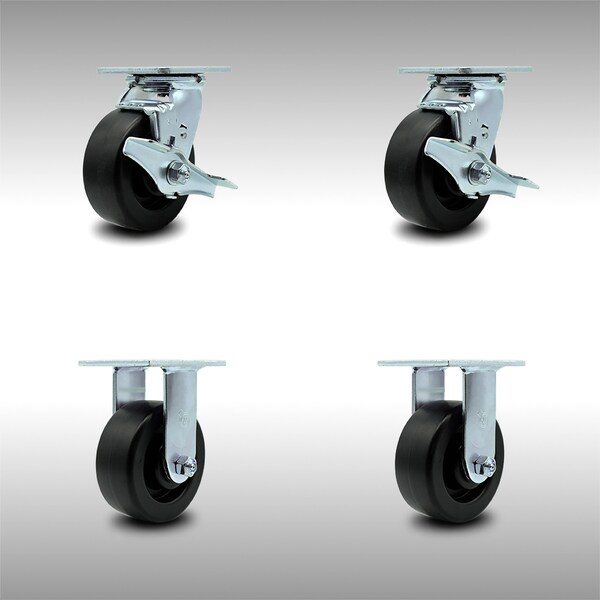Service Caster 5 Inch SS Polyolefin Caster Set with Ball Bearings 2 Brakes 2 Rigid SCC SCC-SS30S520-POB-TLB-2-R-2 - main
